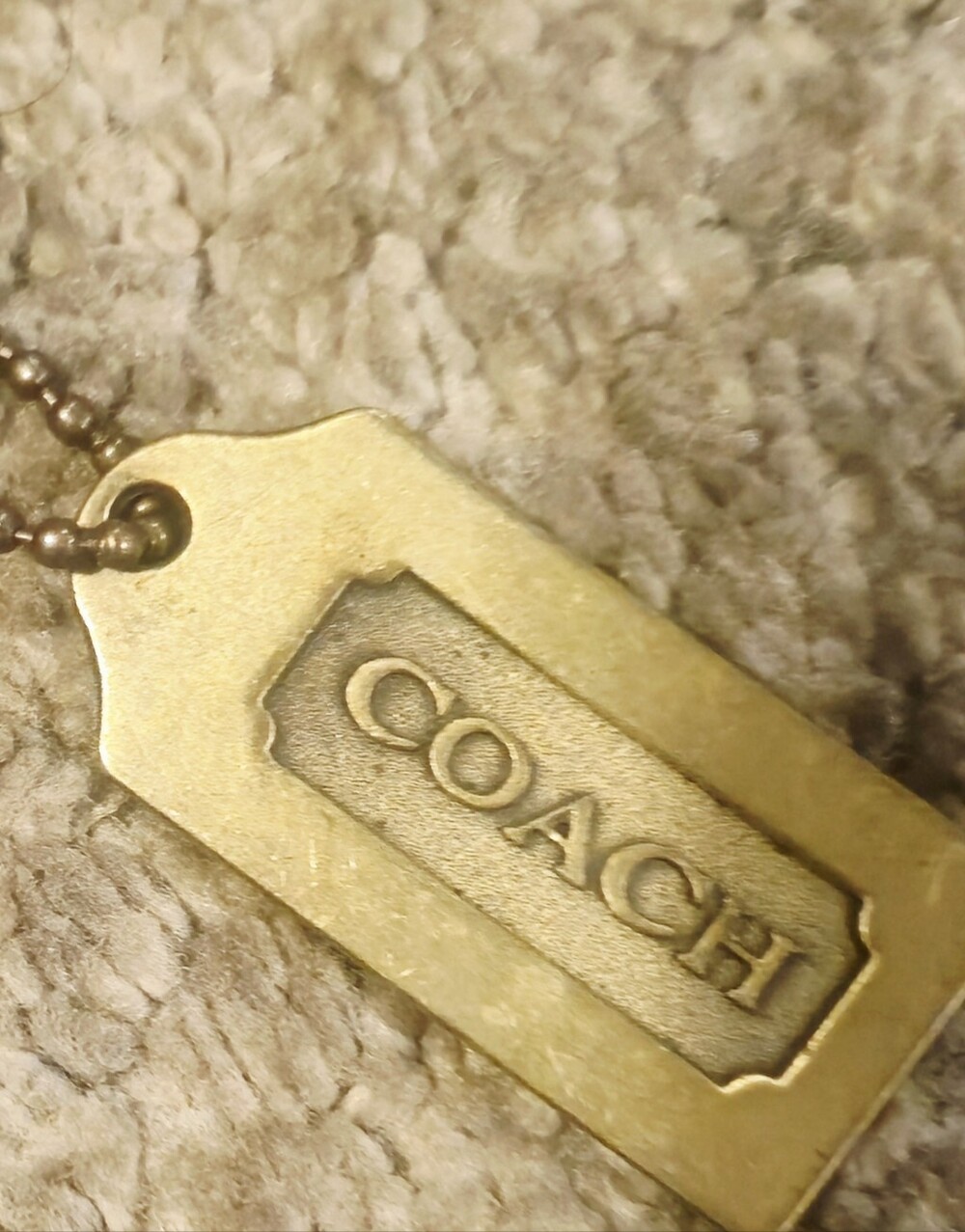 Vintage Coach Hang Tag Gold Tone Brass Double Sided